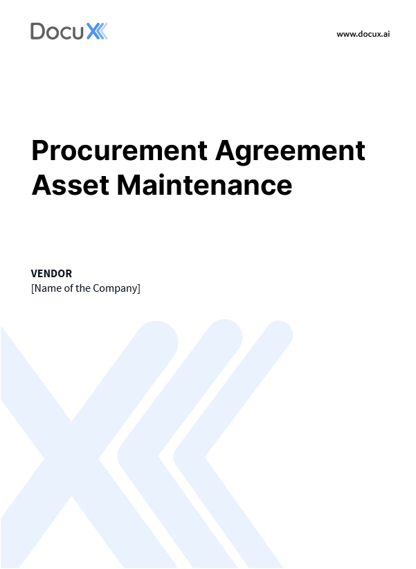 Procurement Agreement - Asset Maintenance